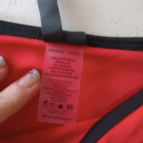 Kendall and Kylie Red and Black Strappy Bikini - Picture 2 of 5